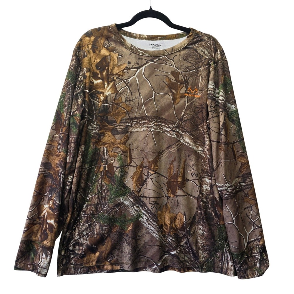 Realtree‎ Mens Camo Long Sleeve Shirt XL Polyester Hunting Fishing Camouflage